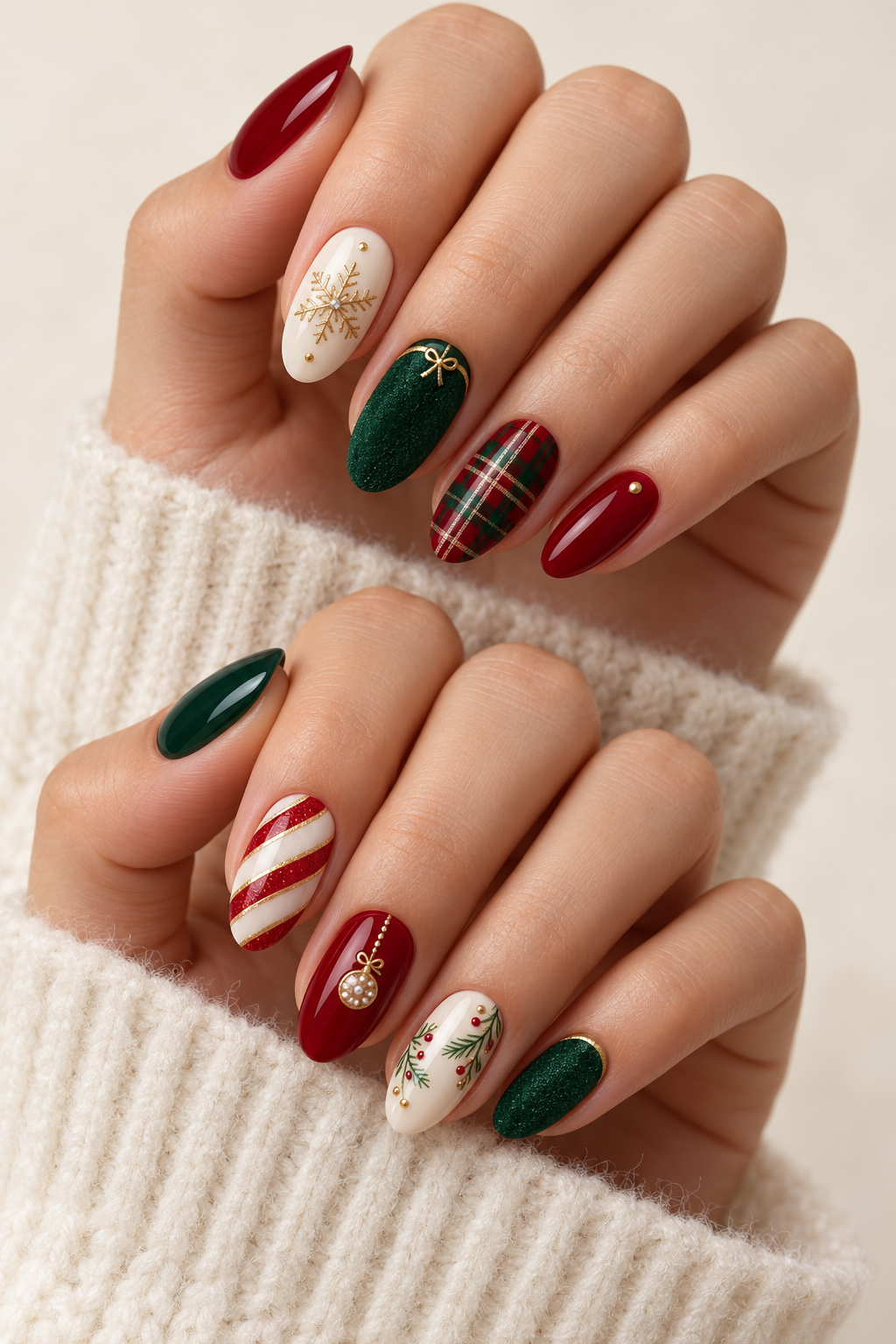 Glitter French Christmas nails