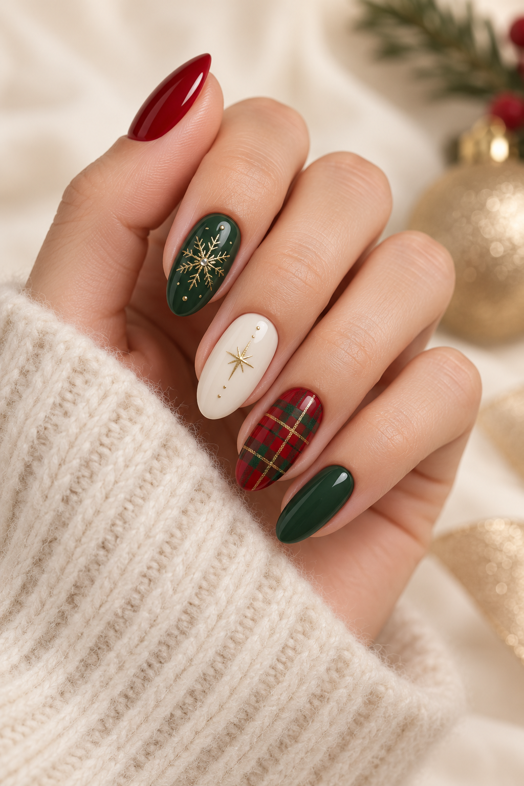 Velvet inspired Christmas nails