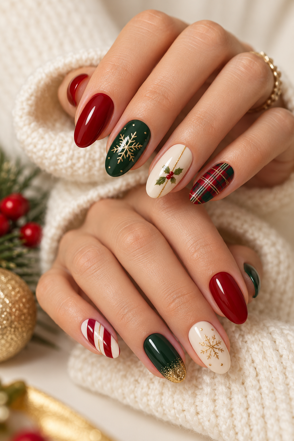 Bow Christmas nail design
