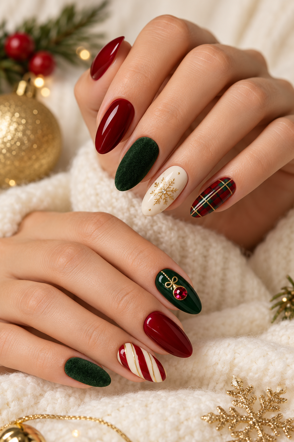 Easy mix and match Christmas nails