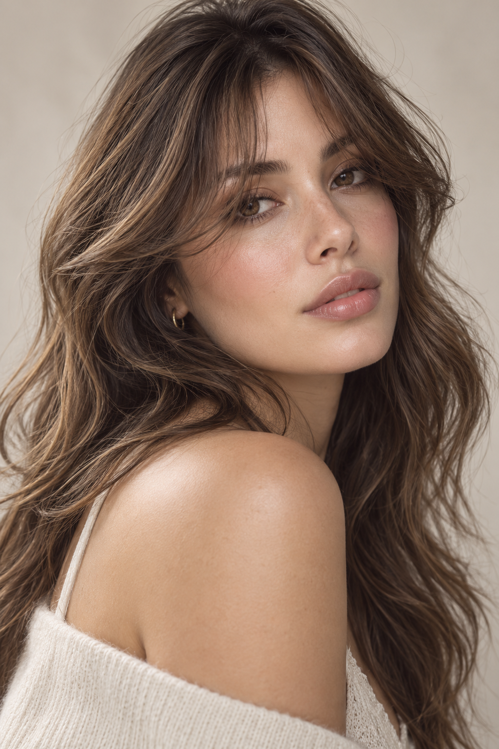 textured layers with curtain bangs: airy curtain-bang layers