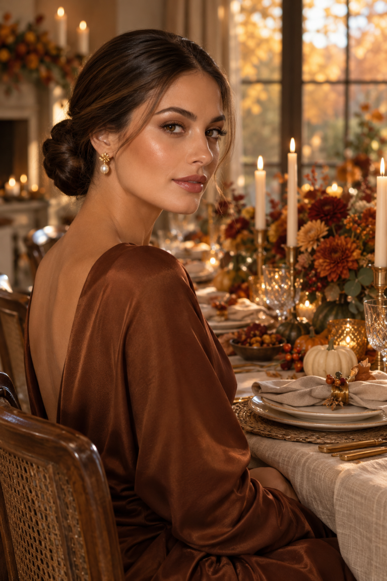 Thanksgiving hairstyles sleek low chignon