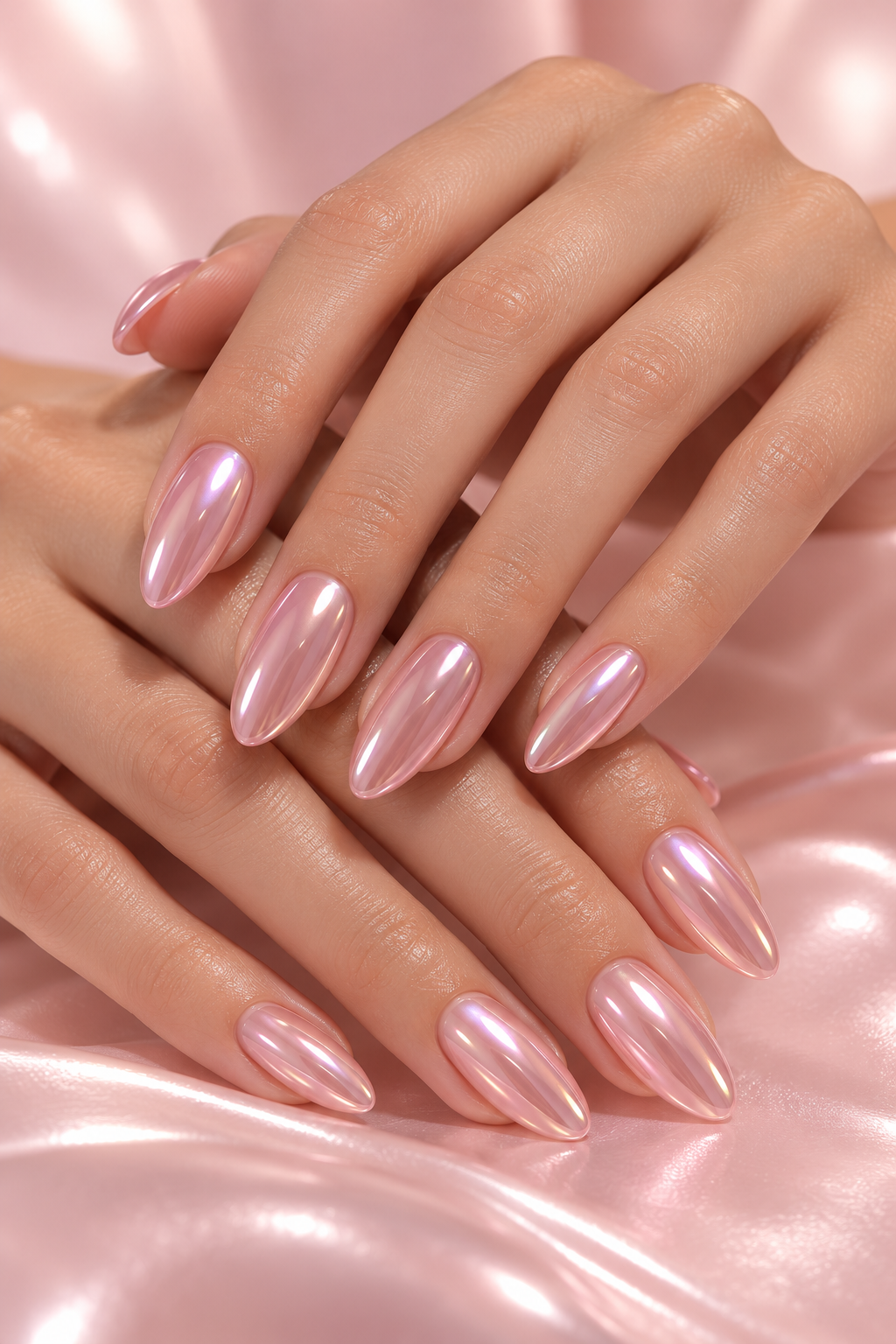 chrome nail ideas soft pink chrome