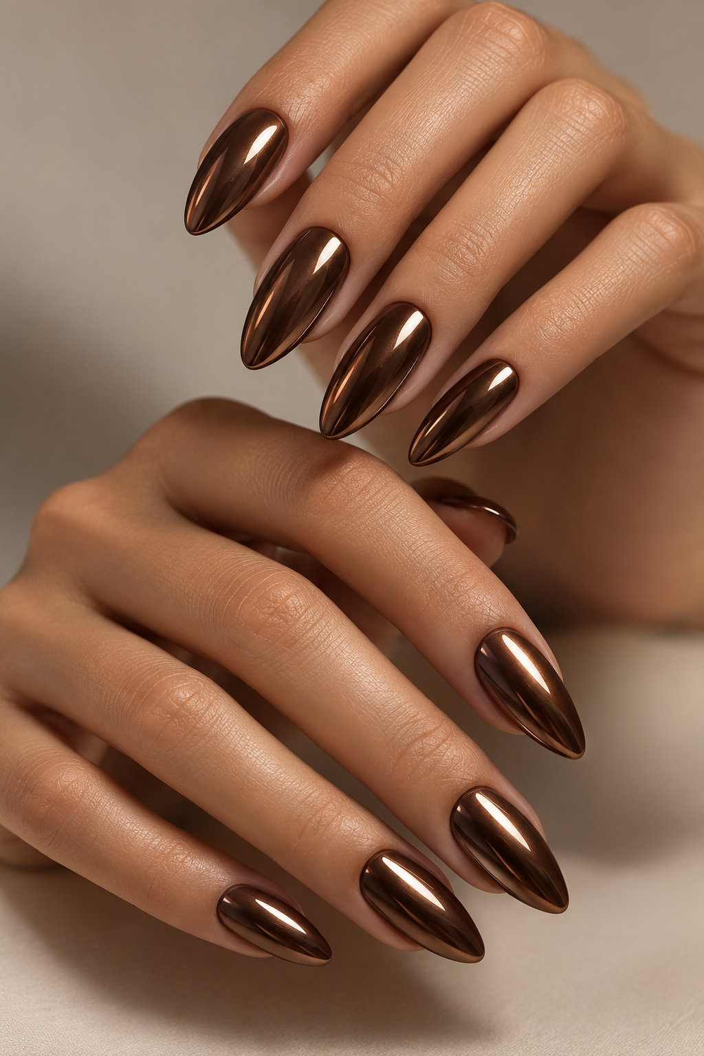 chrome nail ideas chocolate brown chrome almond