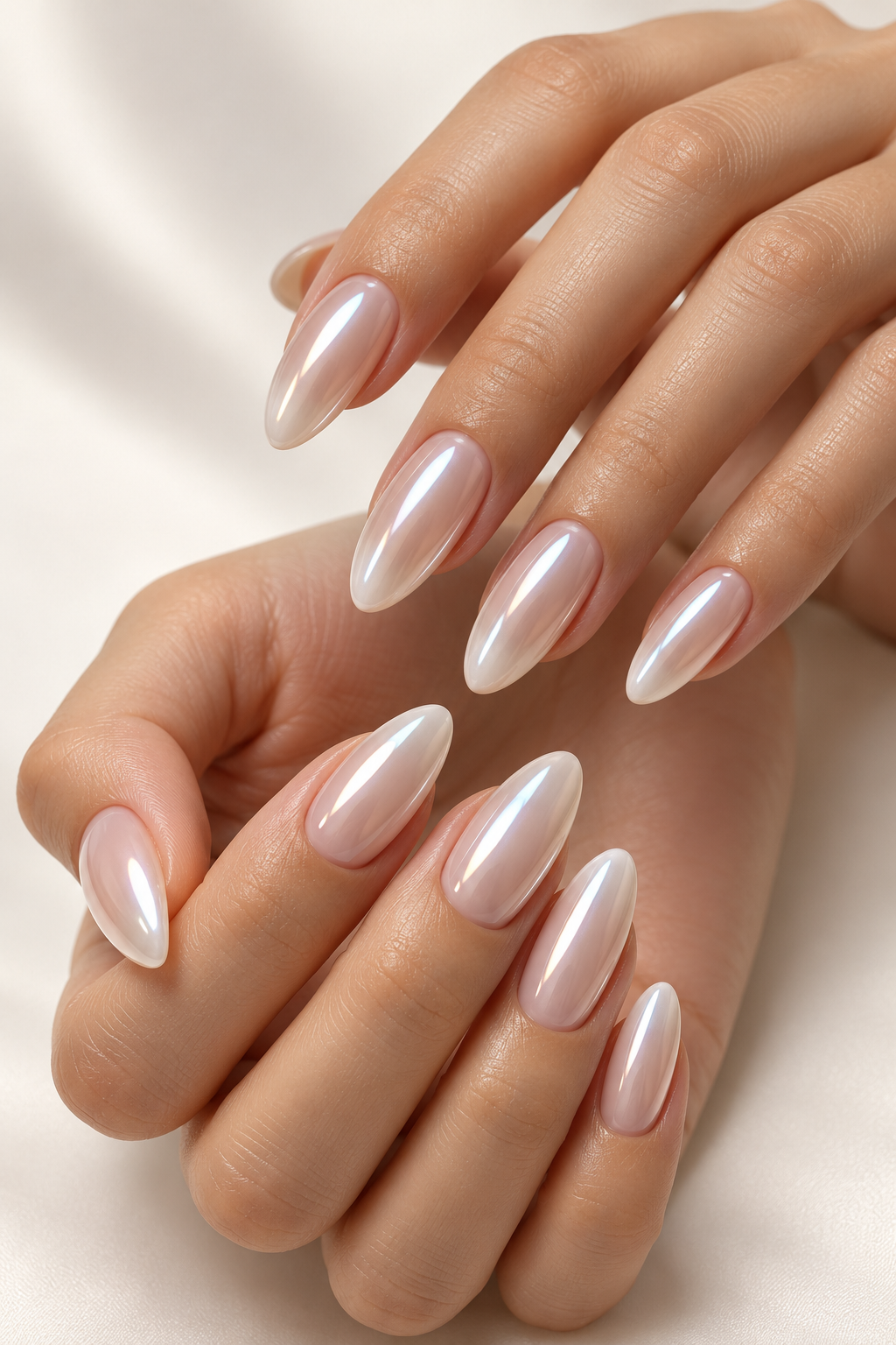 chrome nail ideas milky chrome almond