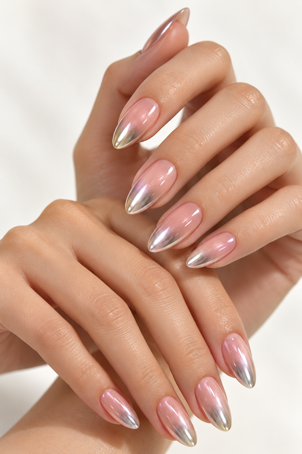chrome nail ideas blush chrome ombre