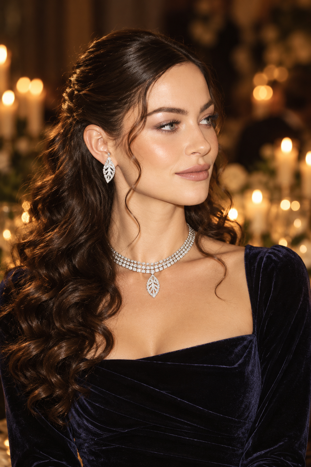 Candlelight Curls winter wedding guest hairstyles