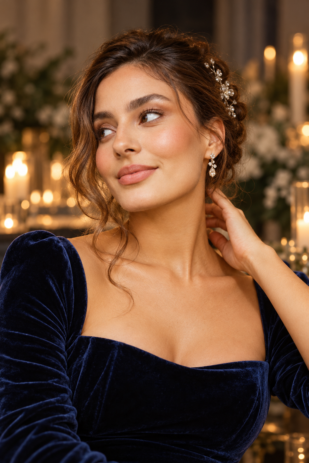 Crystal Accent Updo winter wedding guest hairstyles