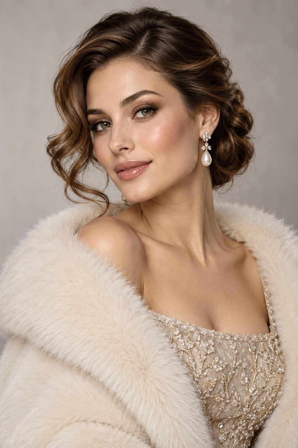 winter wedding guest hairstyles: pinned side-part waves
