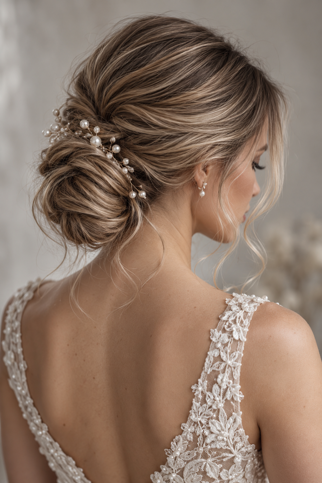 winter wedding guest hairstyles: textured low bun
