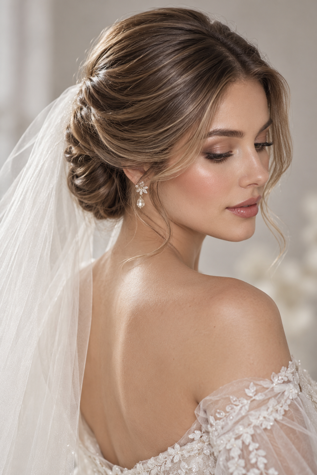 winter wedding guest hairstyles: glossy tucked style