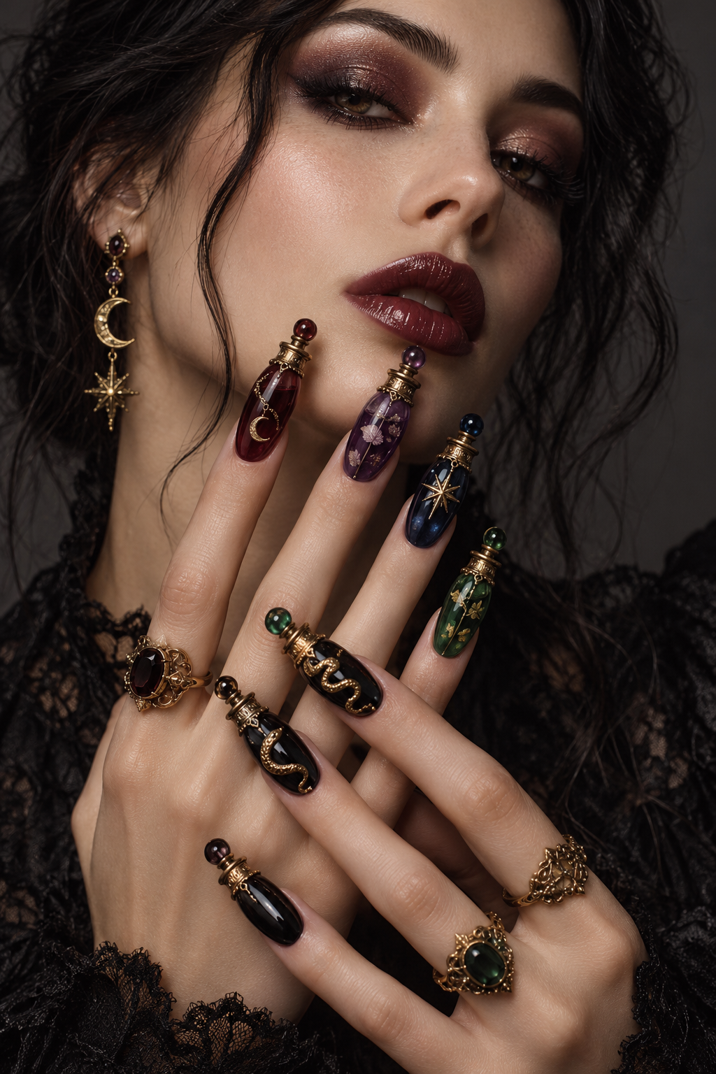 Potion Bottles witchy Halloween nails