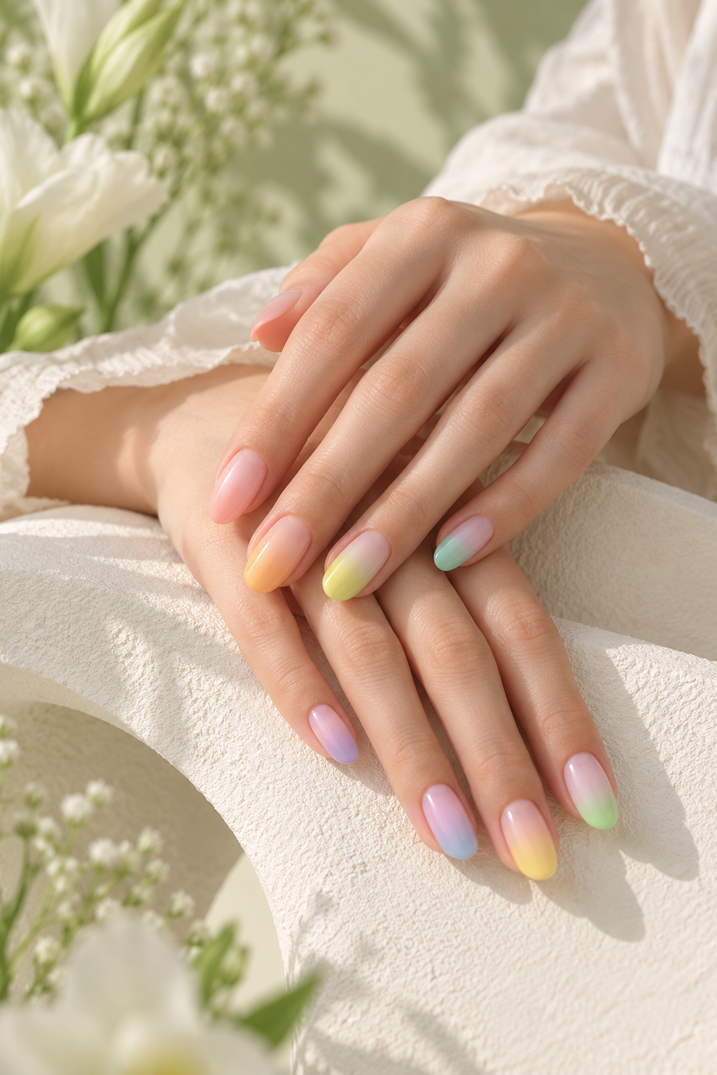 pastel spring ombre nails