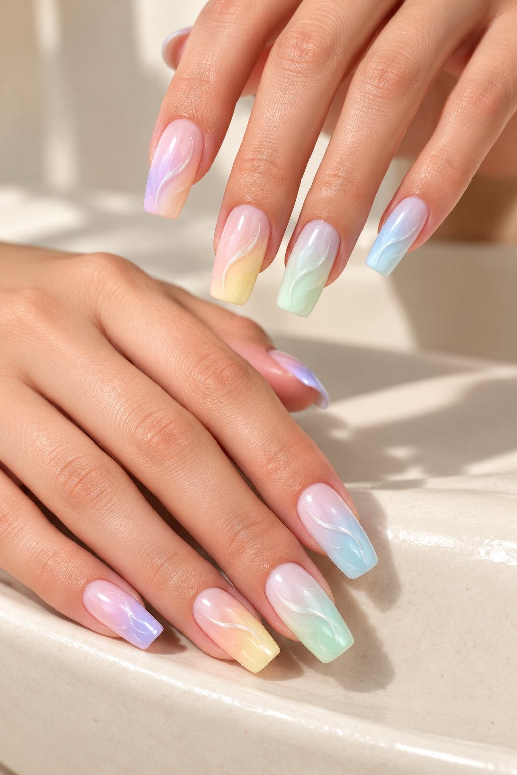 blue flame ombre nails