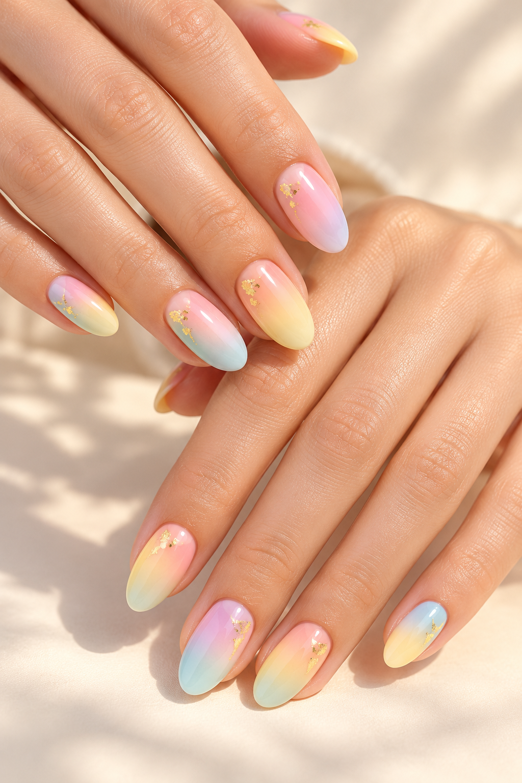gold flecked pastel nails