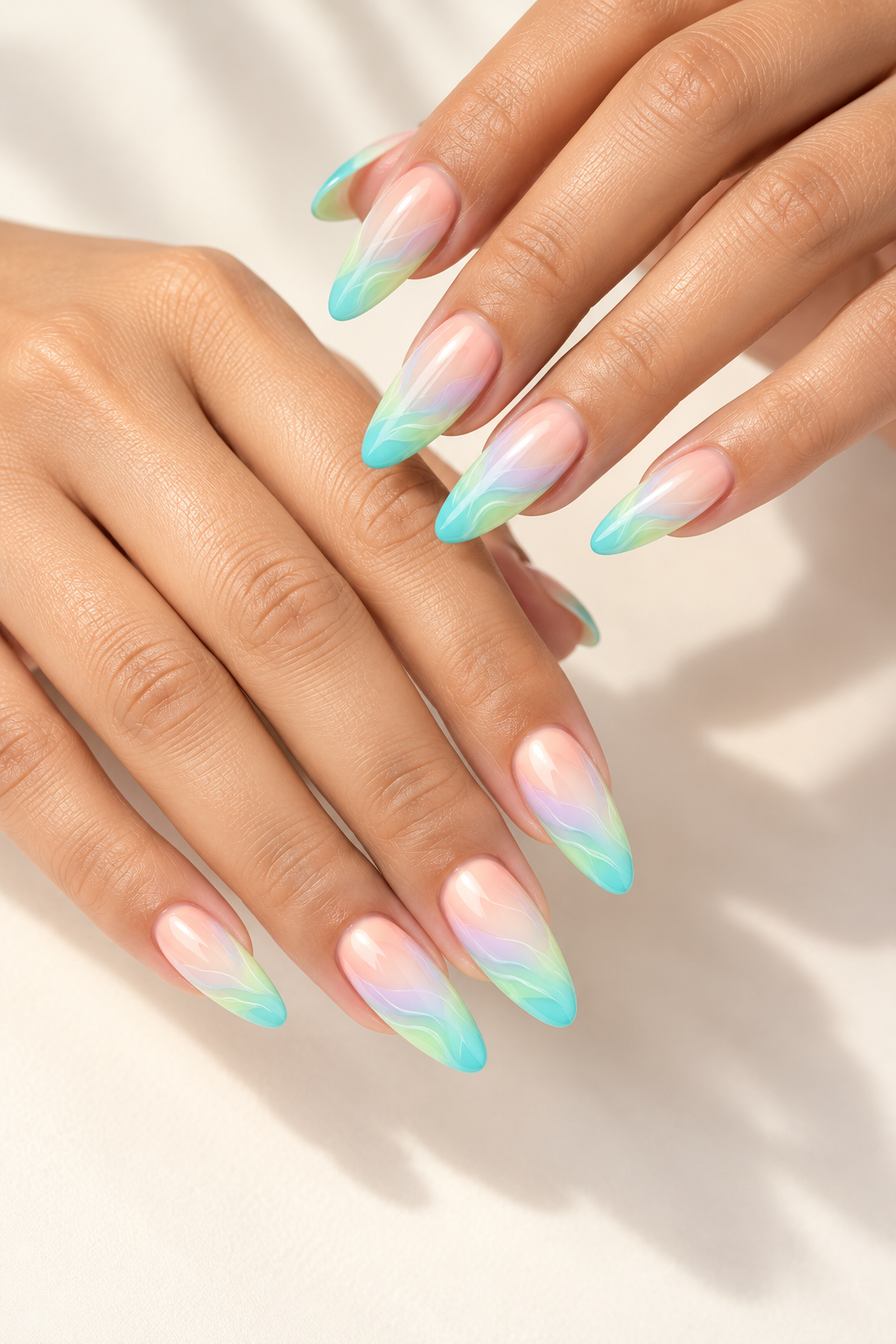 tropical abstract French tips