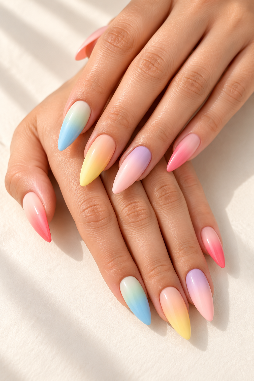 matte sunset stiletto nails