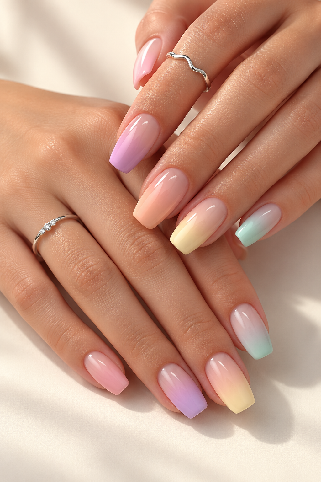 lavender and rose ombre nails