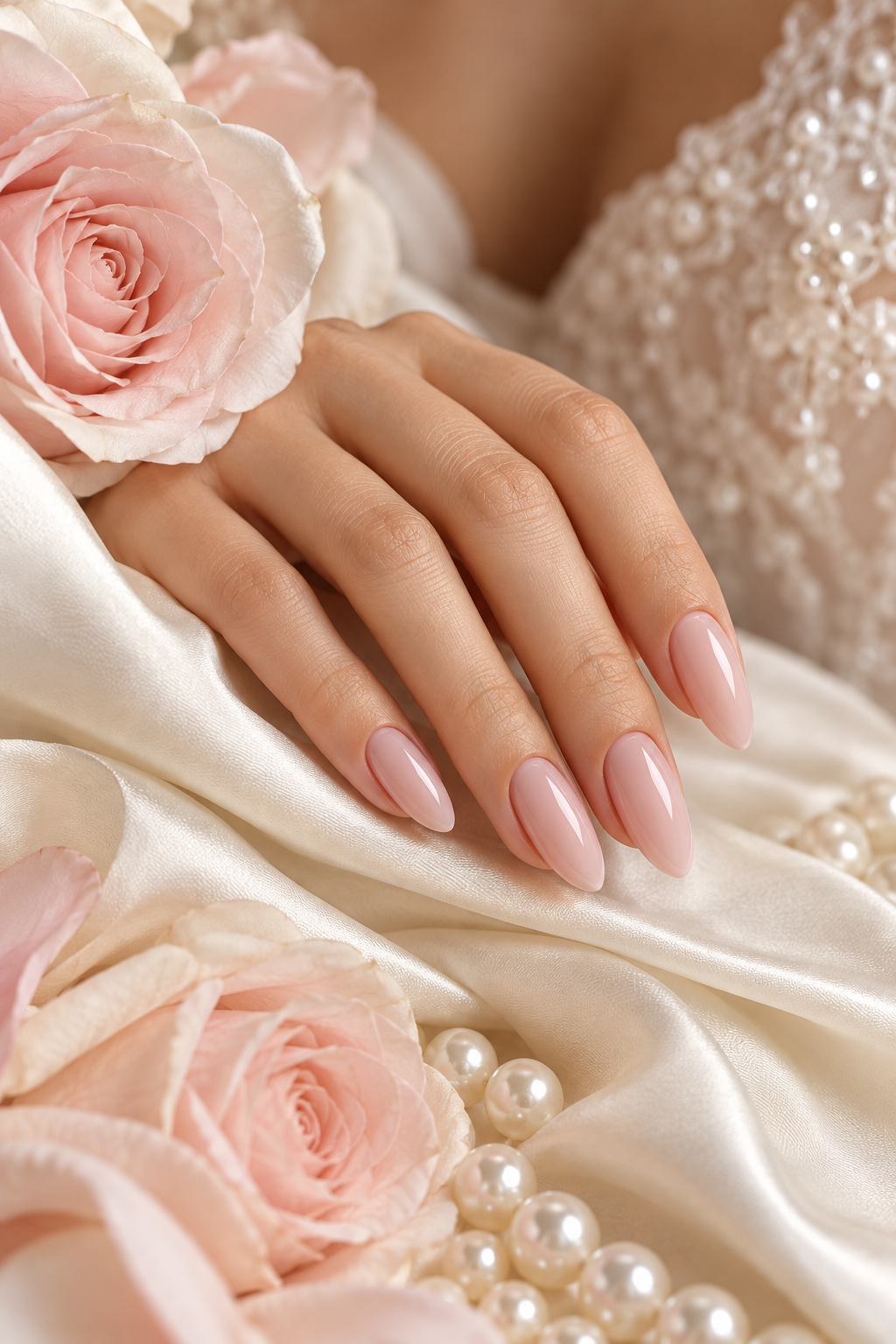 pink wedding nails idea 2