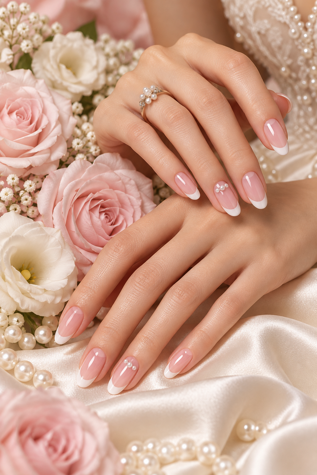 pink wedding nails idea 5