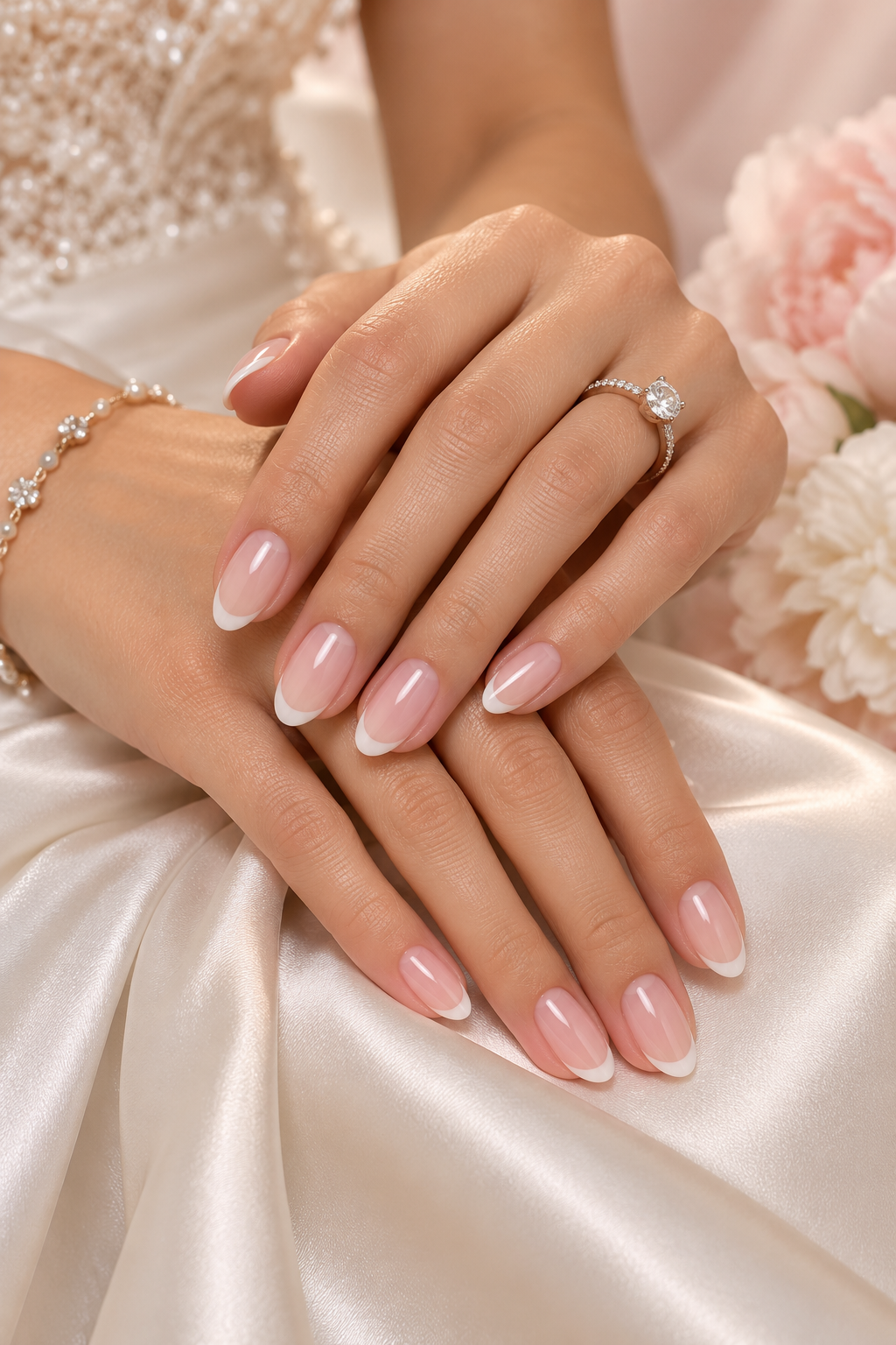 pink wedding nails idea 8