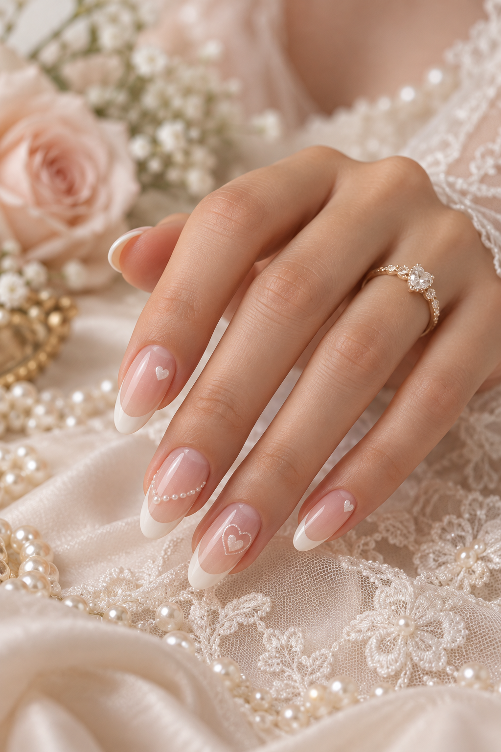 pink wedding nails idea 12