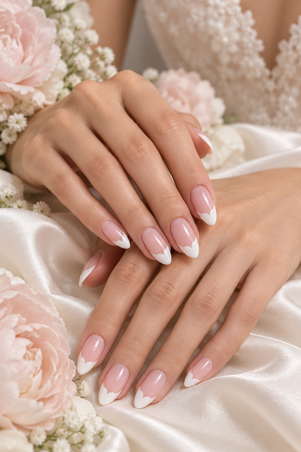 pink wedding nails idea 13