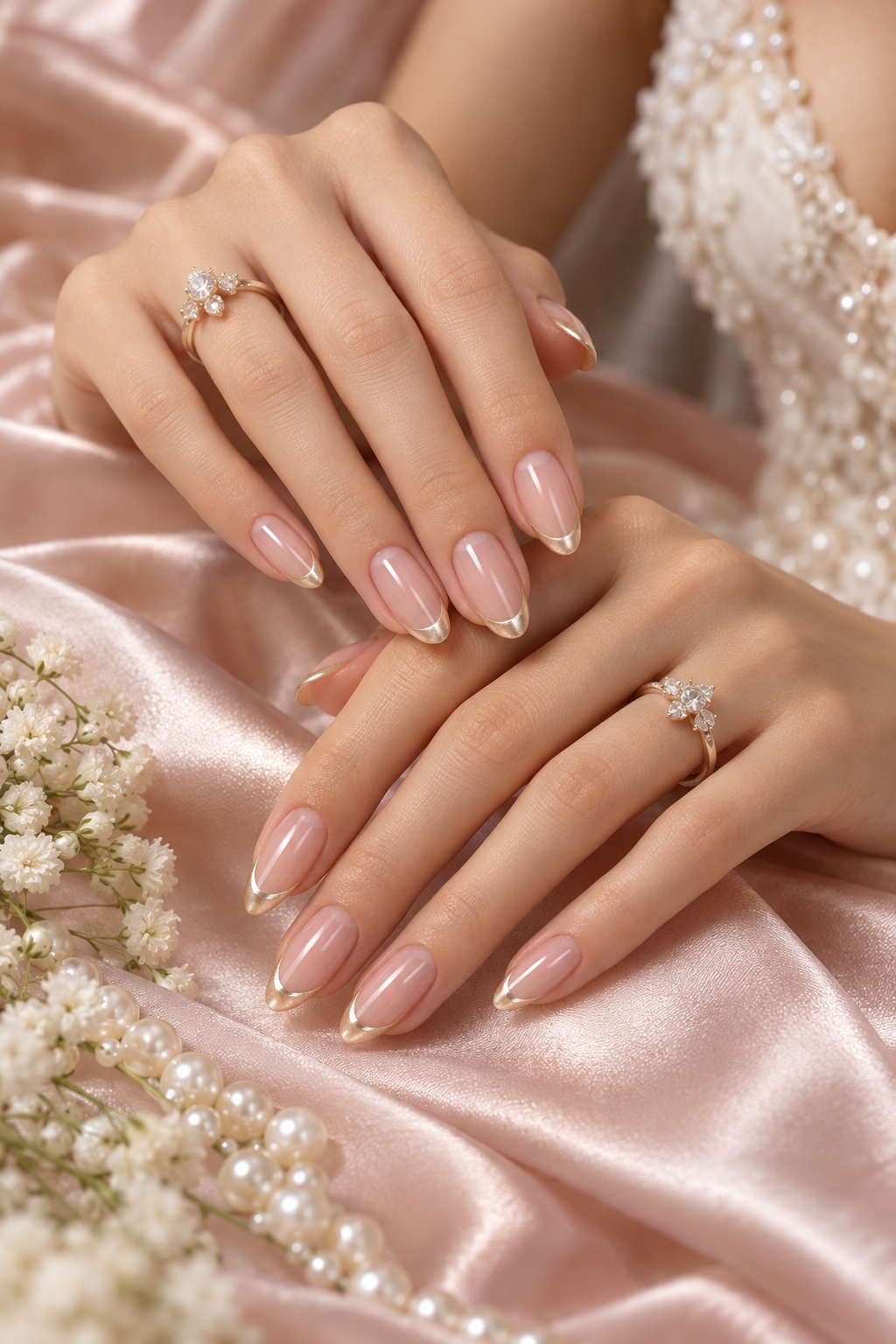 pink wedding nails idea 18