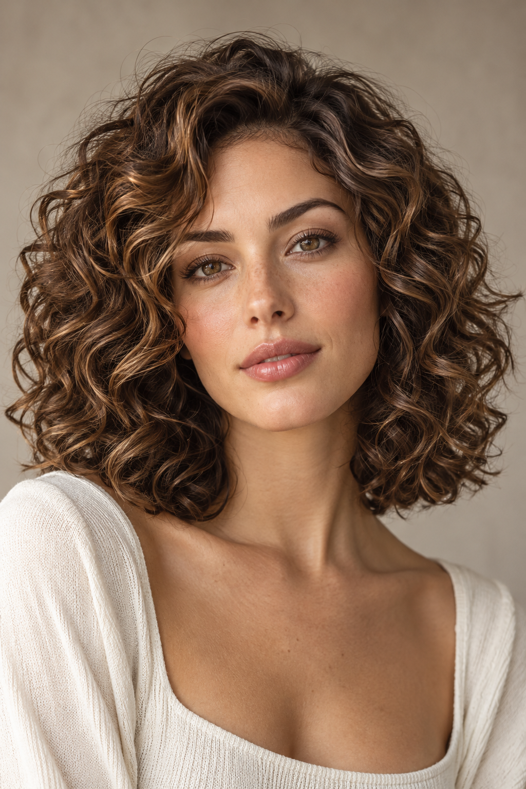 shoulder length curly hairstyles: tousled shoulder curls