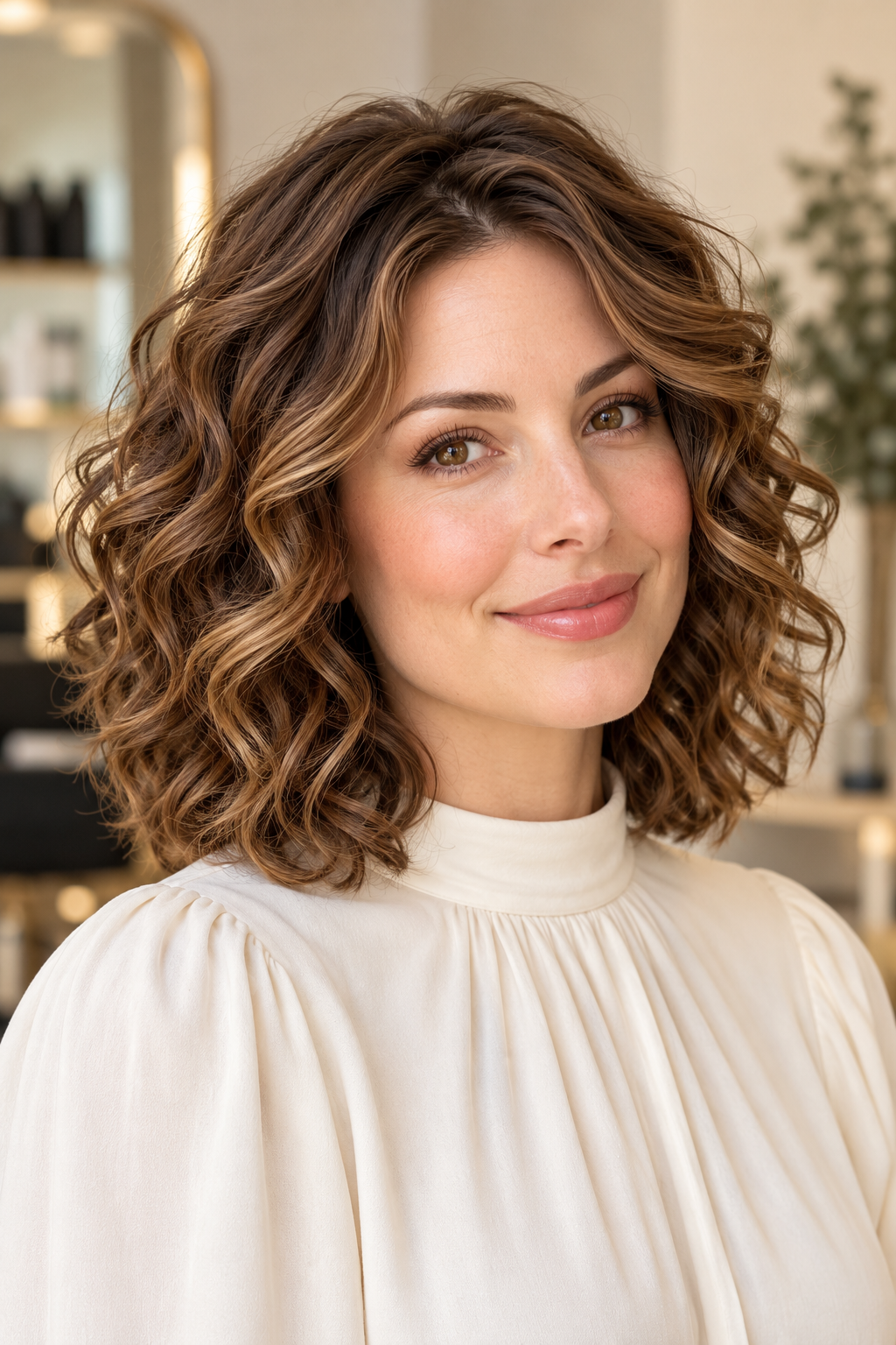 shoulder length curly hairstyles: romantic pinned-back curls