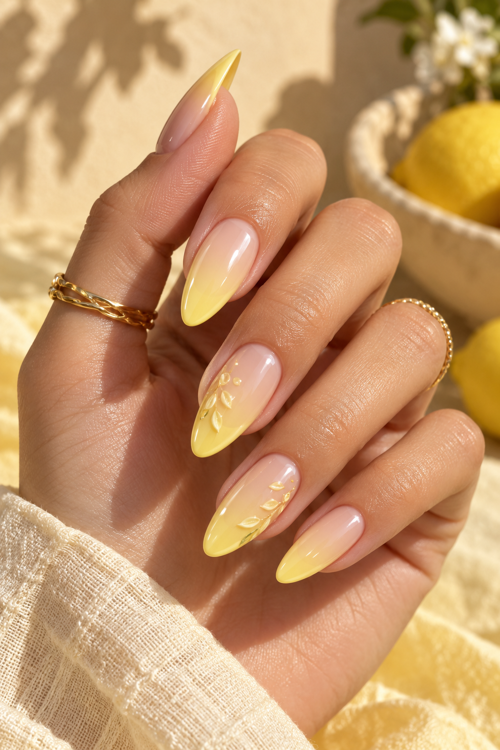 summer ombre nail ideas lemon yellow tips idea
