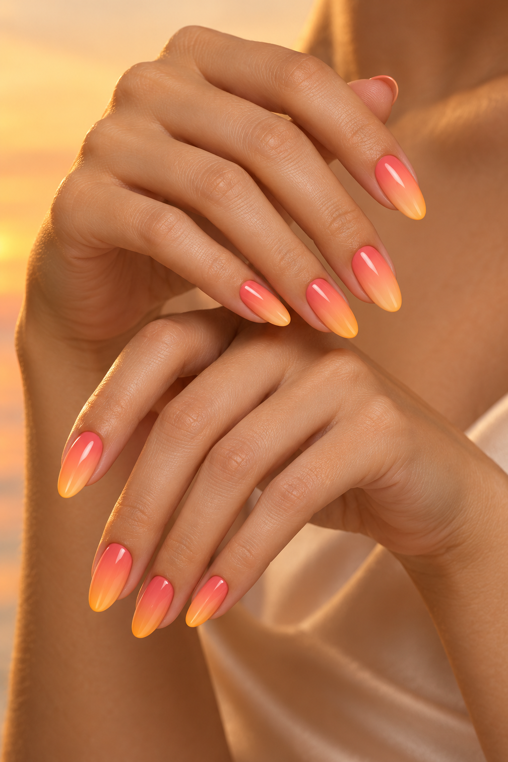summer ombre nail ideas coral sunset blend idea