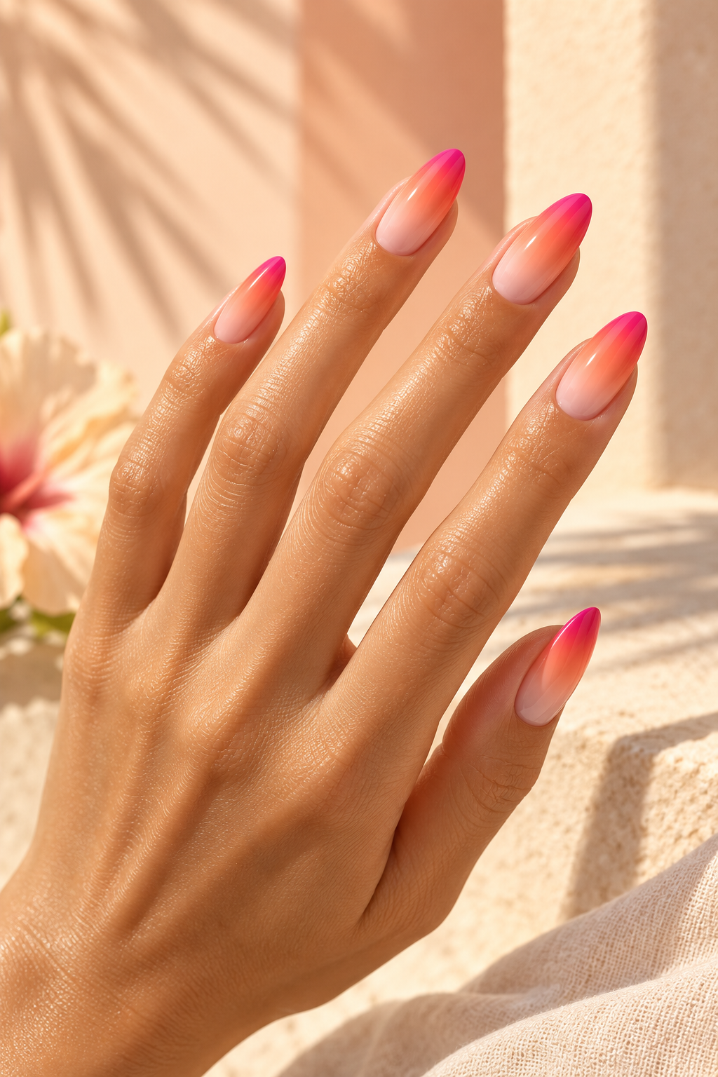 summer ombre nail ideas hot pink gradient idea