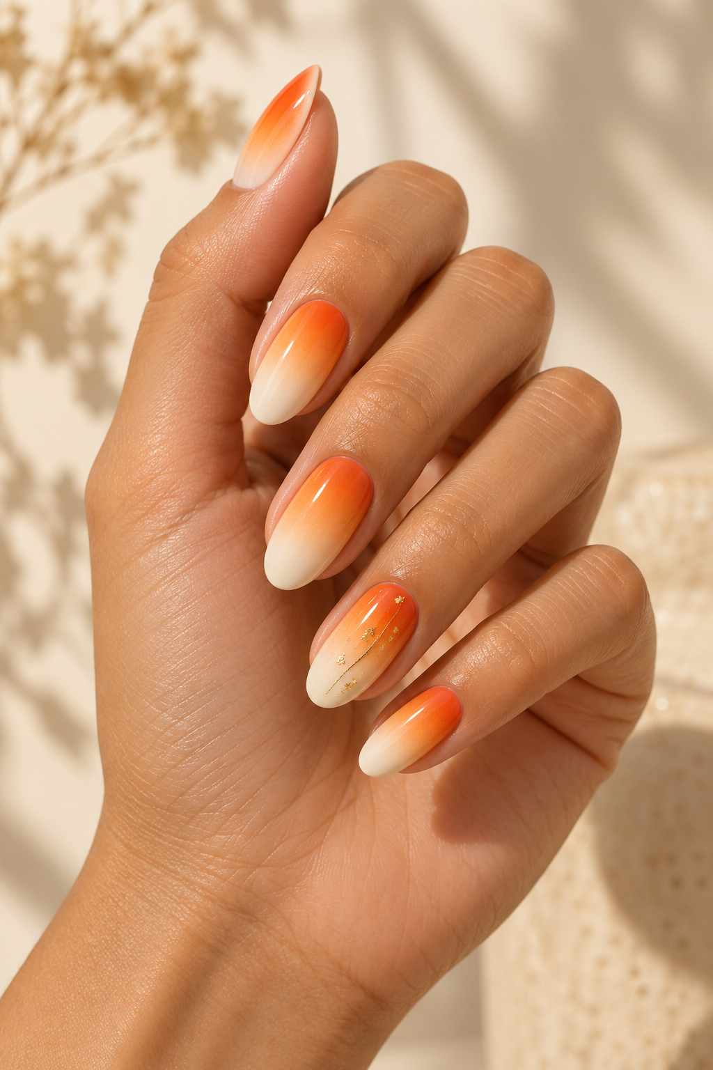 summer ombre nail ideas tangerine and cream idea