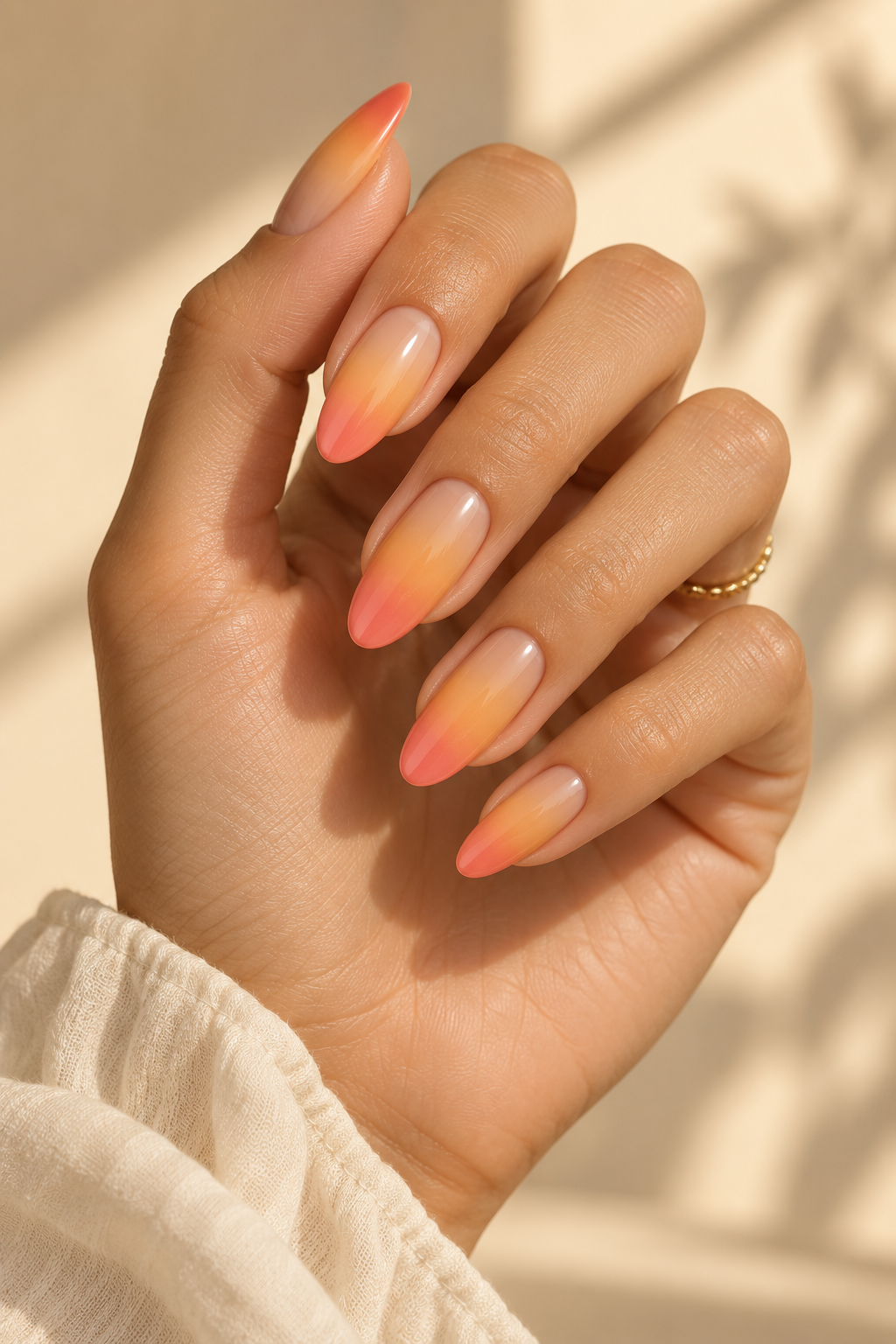 summer ombre nail ideas nude caramel ombré idea