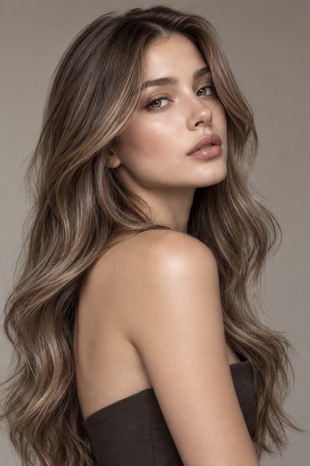 Ash Brown Melt low contrast hair idea