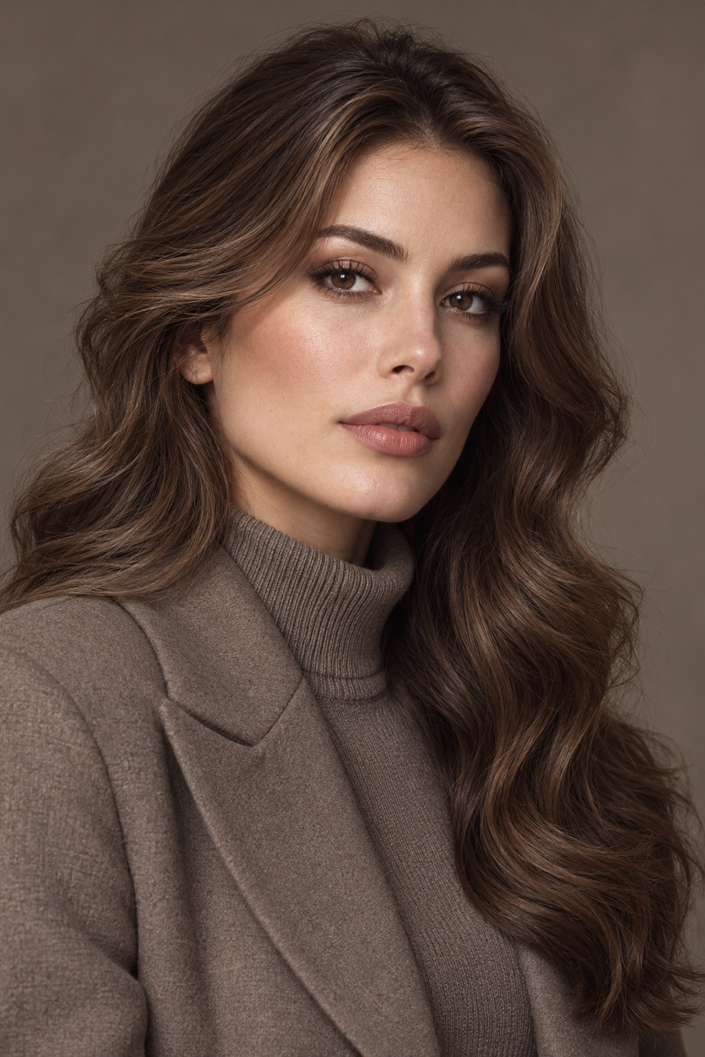 Cool Mocha Waves low contrast hair idea