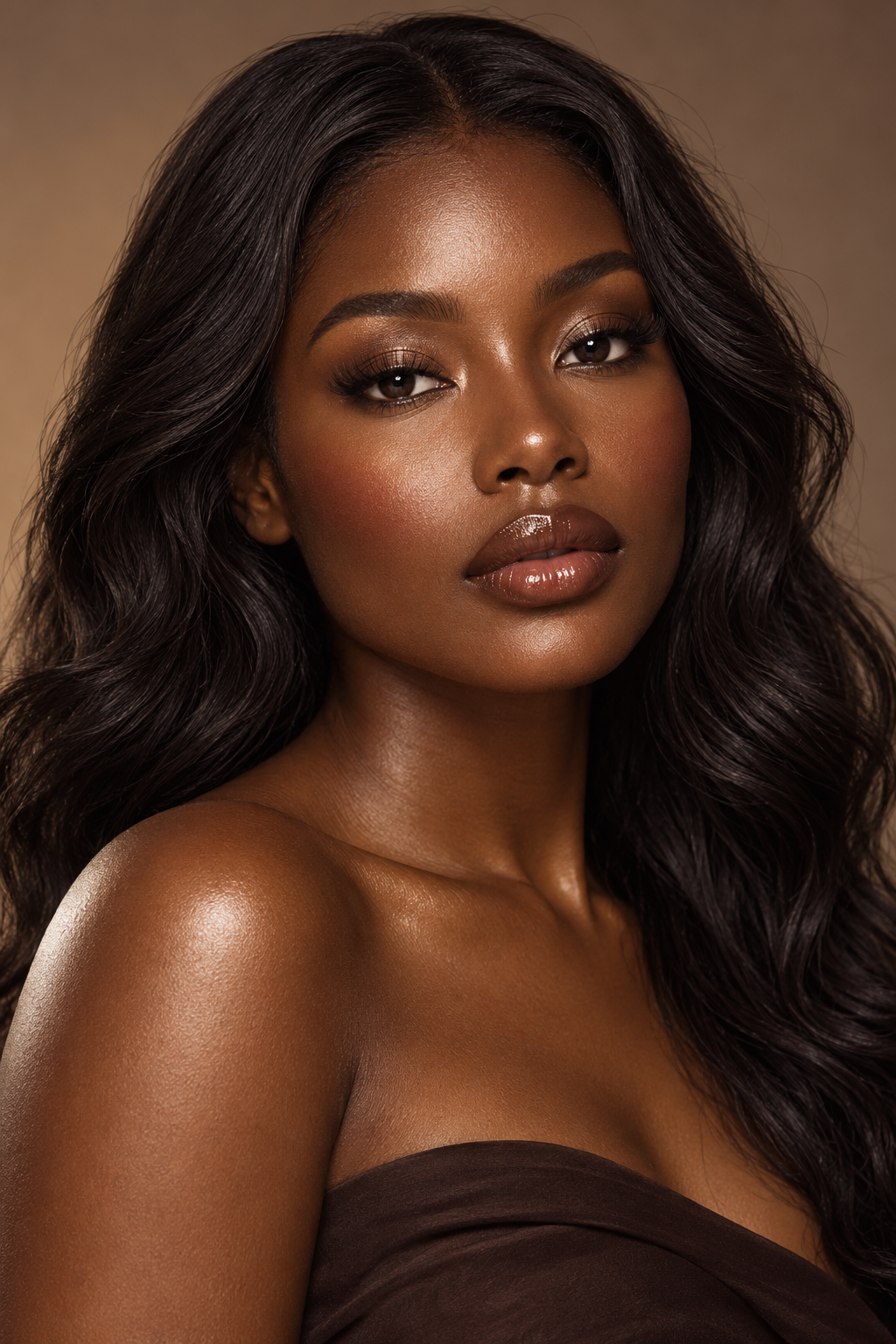 Glossy Chocolate Finish low contrast hair idea