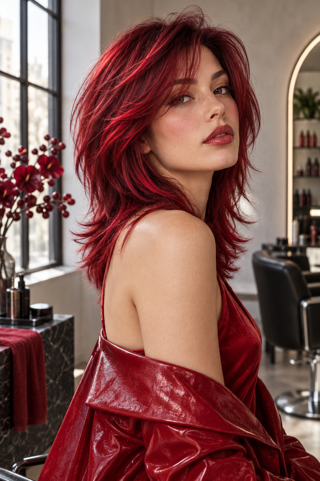 summer red hair color: deep sunset red
