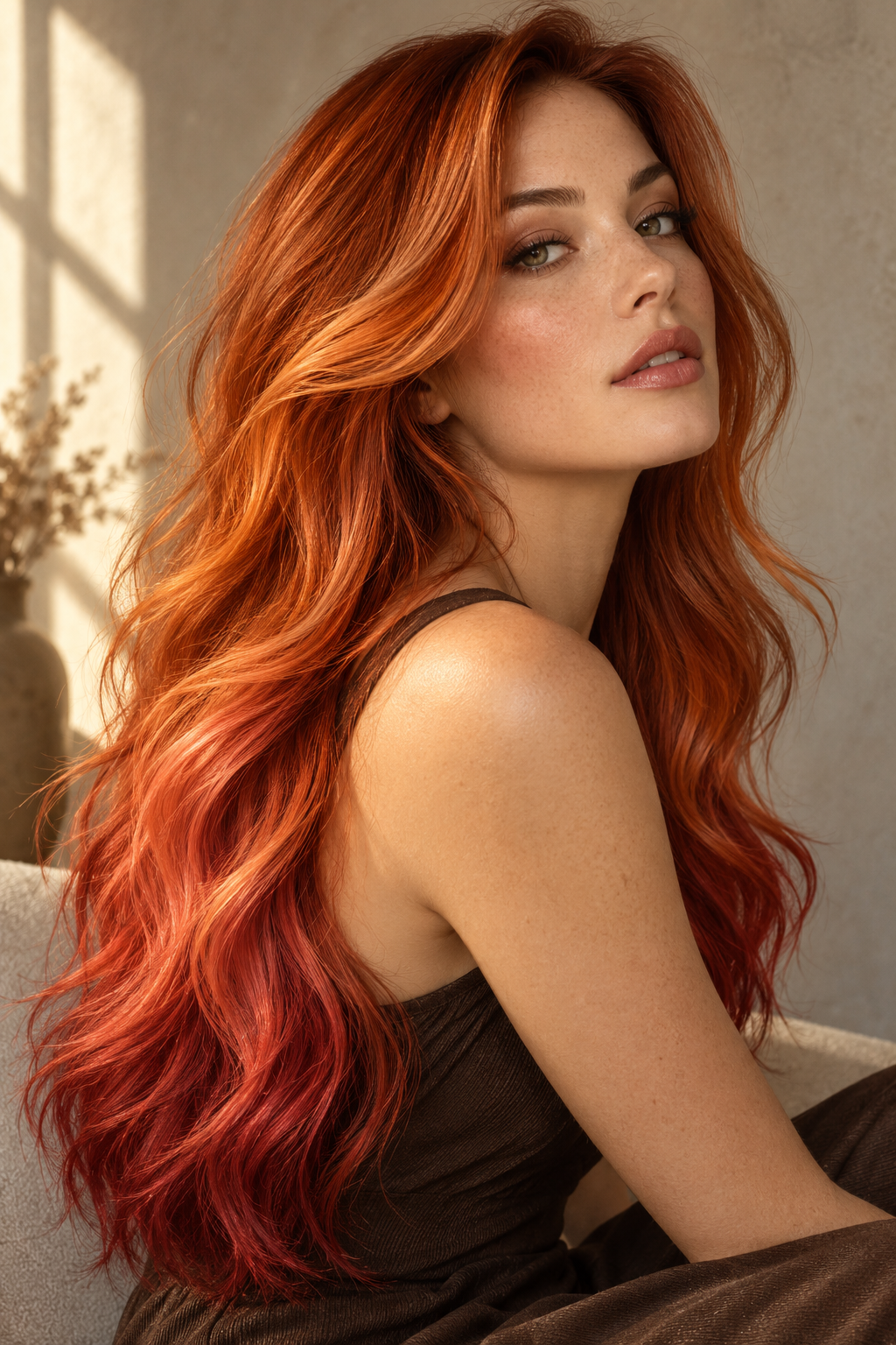 summer red hair color: neon cherry layers