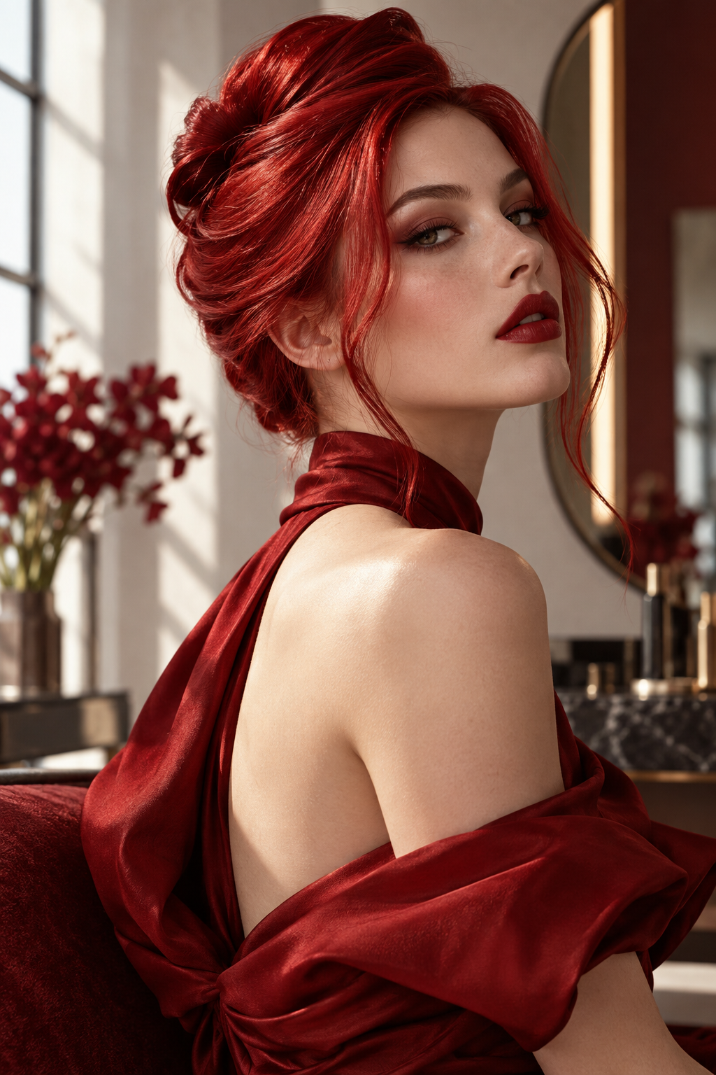summer red hair color: peachy red layers