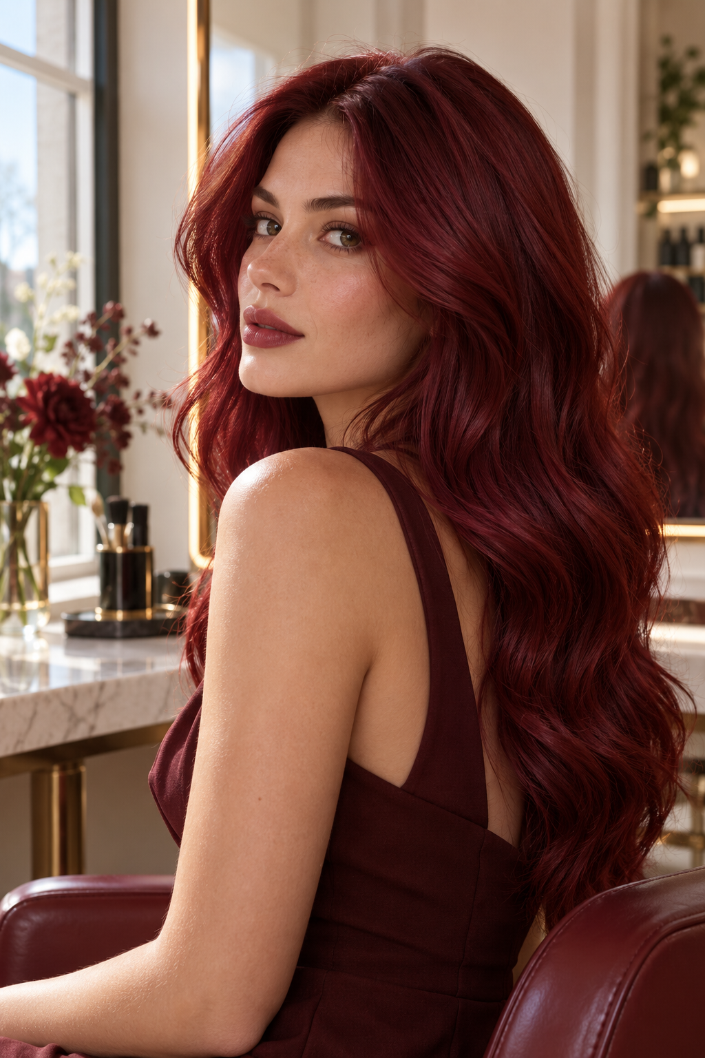 summer red hair color: velvet cherry red