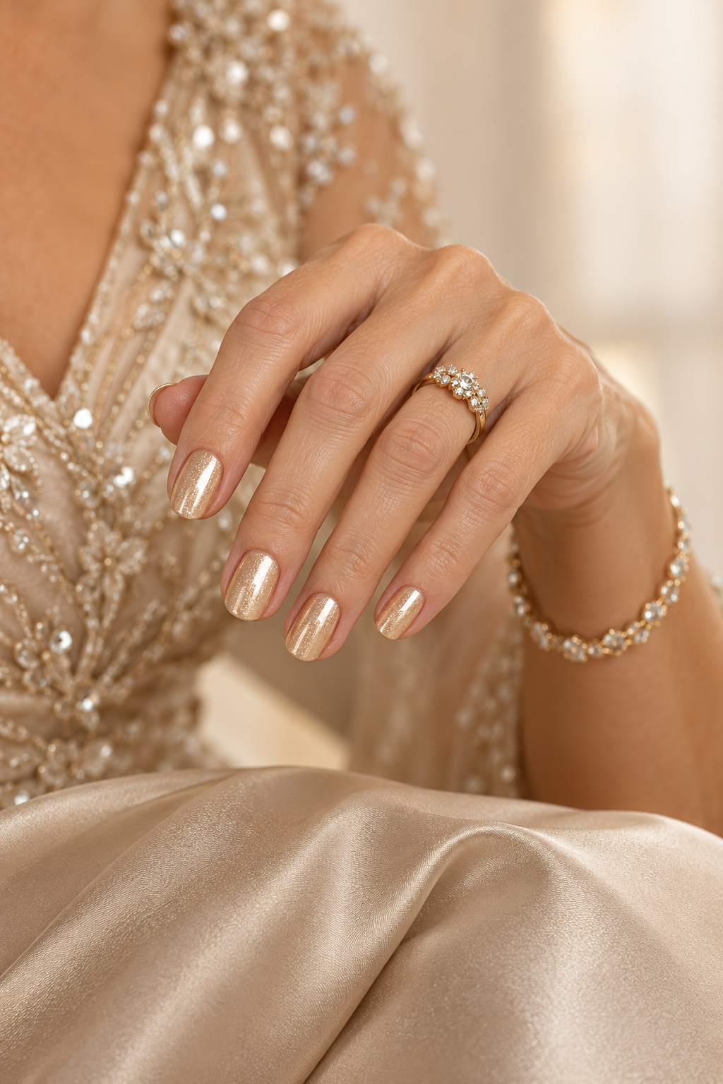 gold mother of the groom nail ideas: dusty pink + gold nails