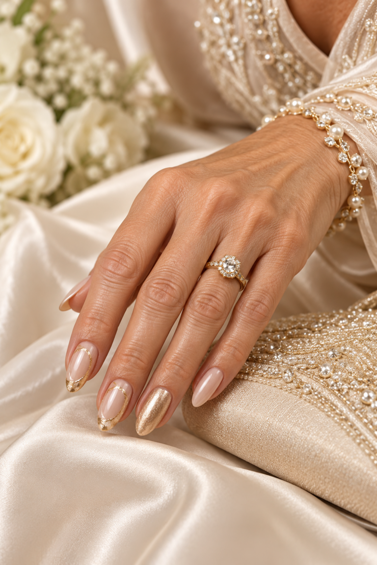 gold mother of the groom nail ideas featured manicure