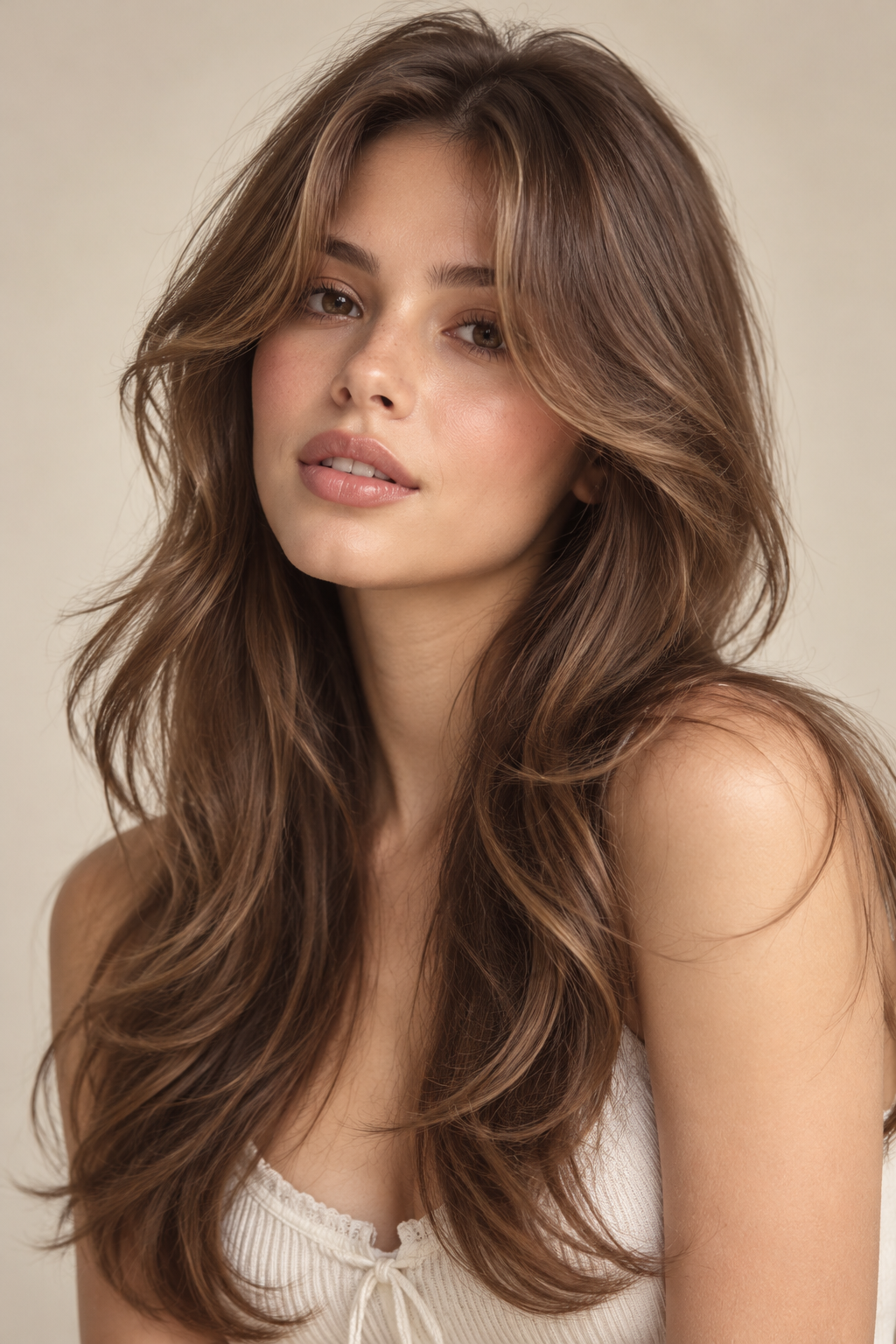 long layered hair with curtain bangs idea 2
