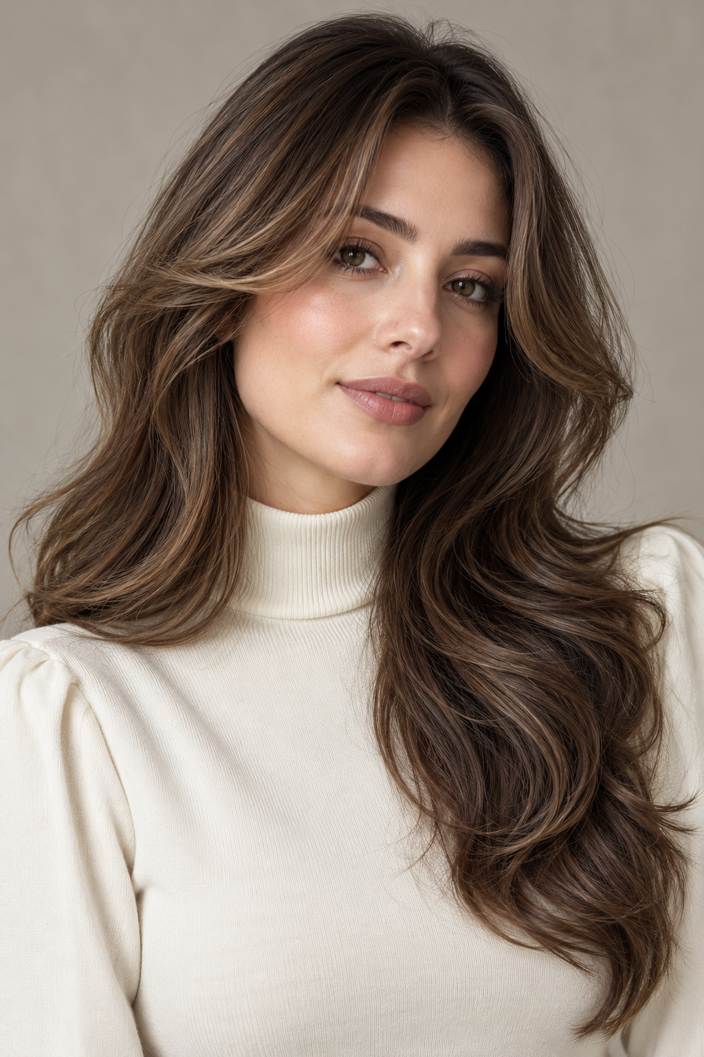 long layered hair with curtain bangs idea 13