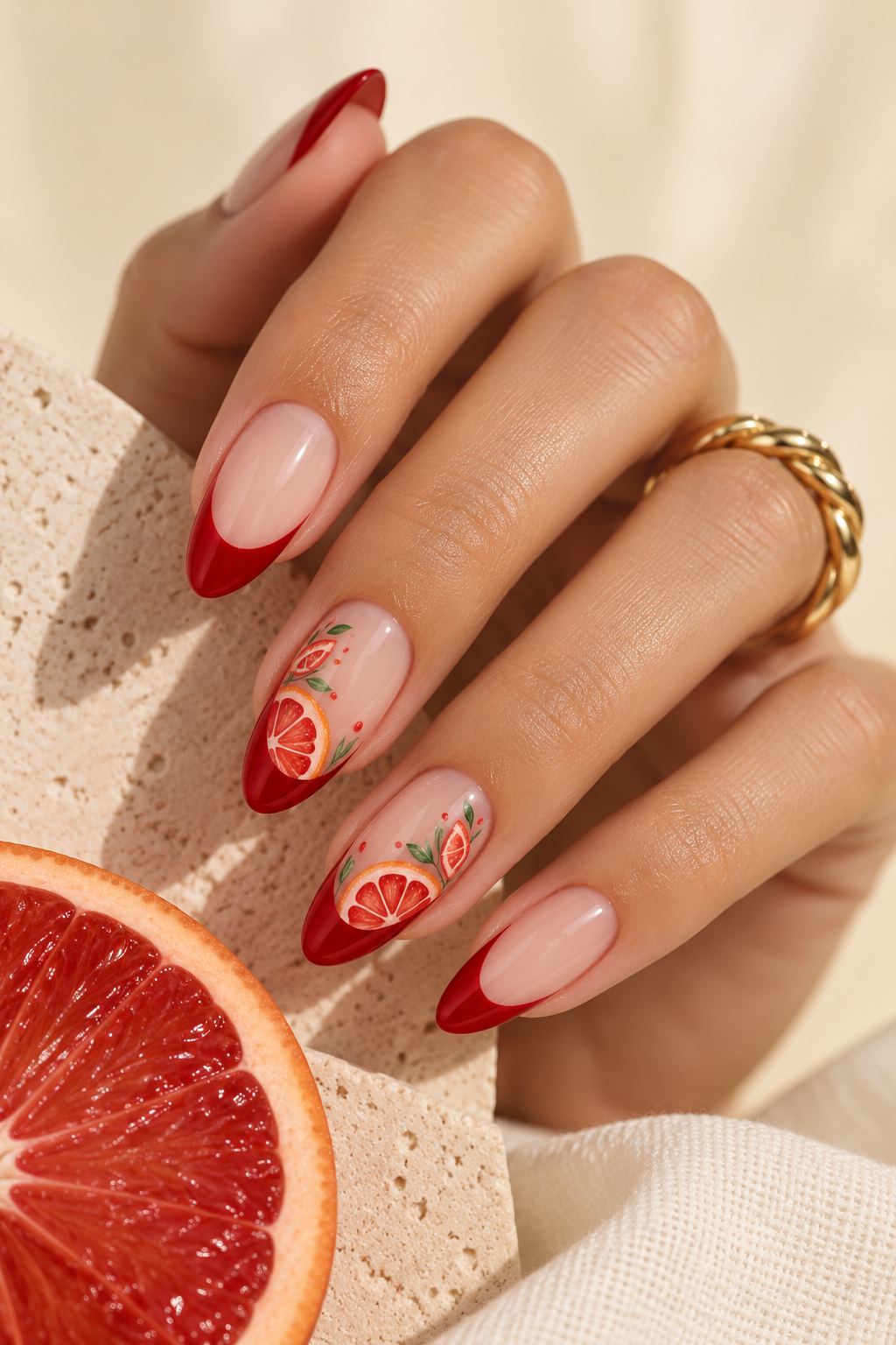 Red summer nails idea 2
