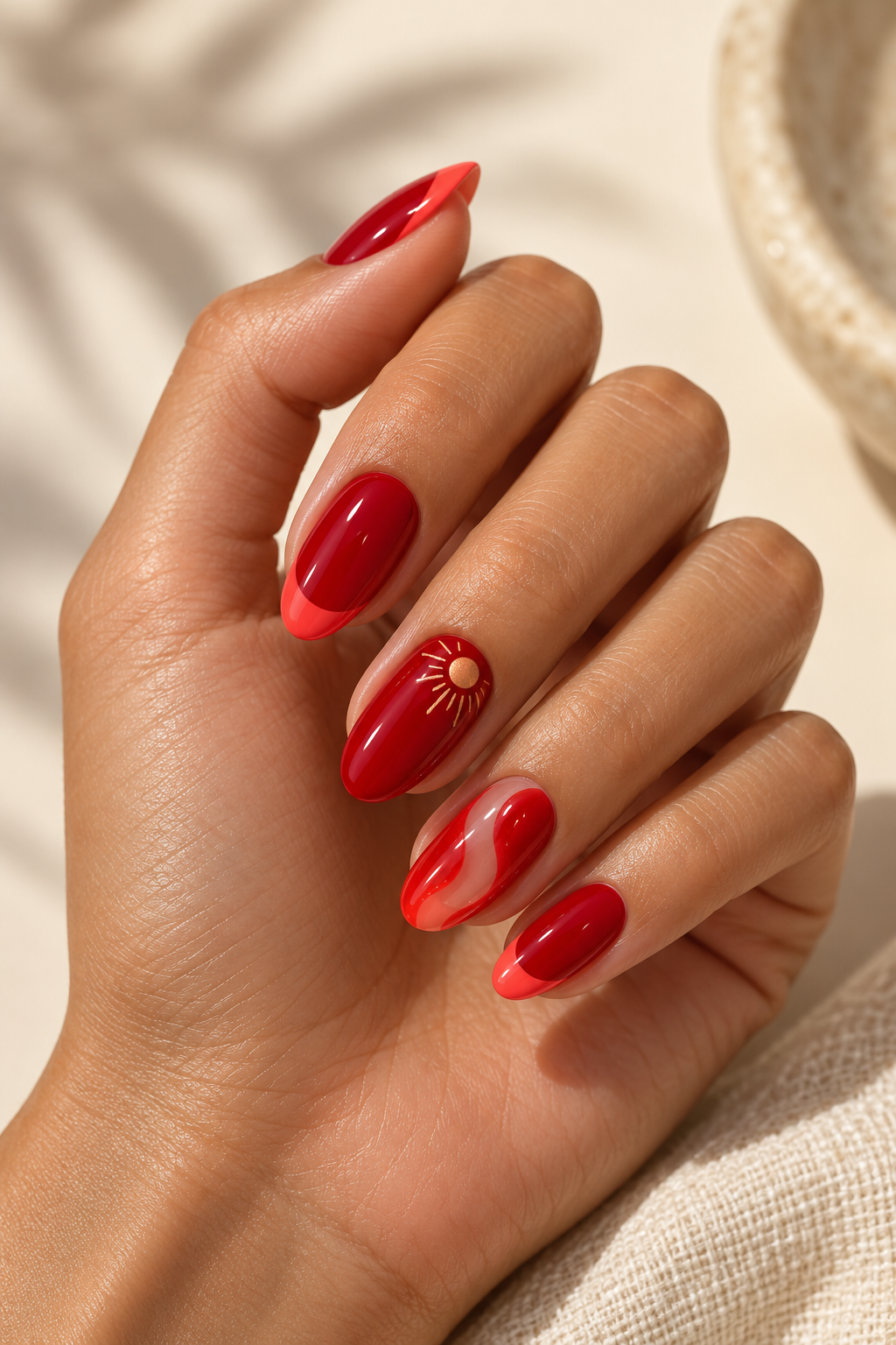 Red summer nails idea 4