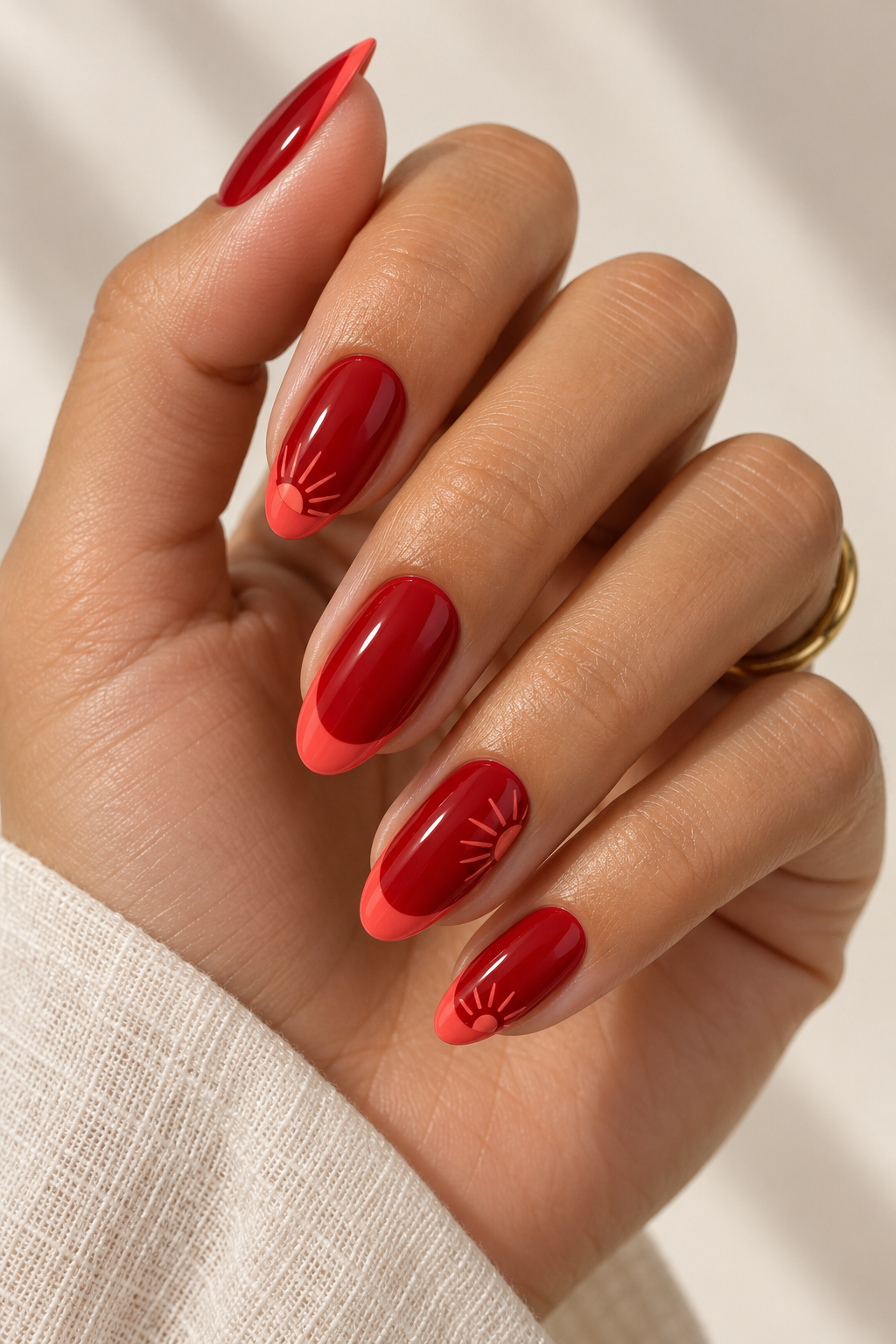 Red summer nails idea 6