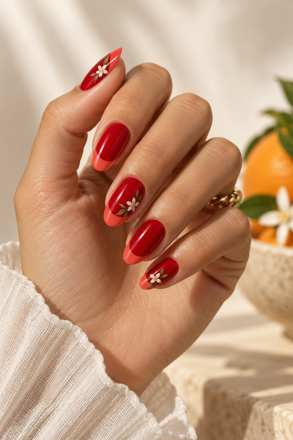 Red summer nails idea 7